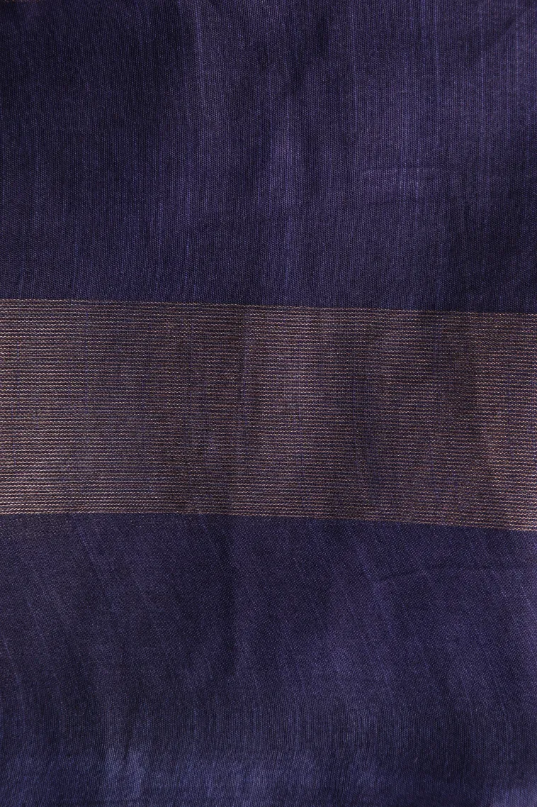 Olive Green Semi Tussar Silk with Gold Zari Stripes view 3