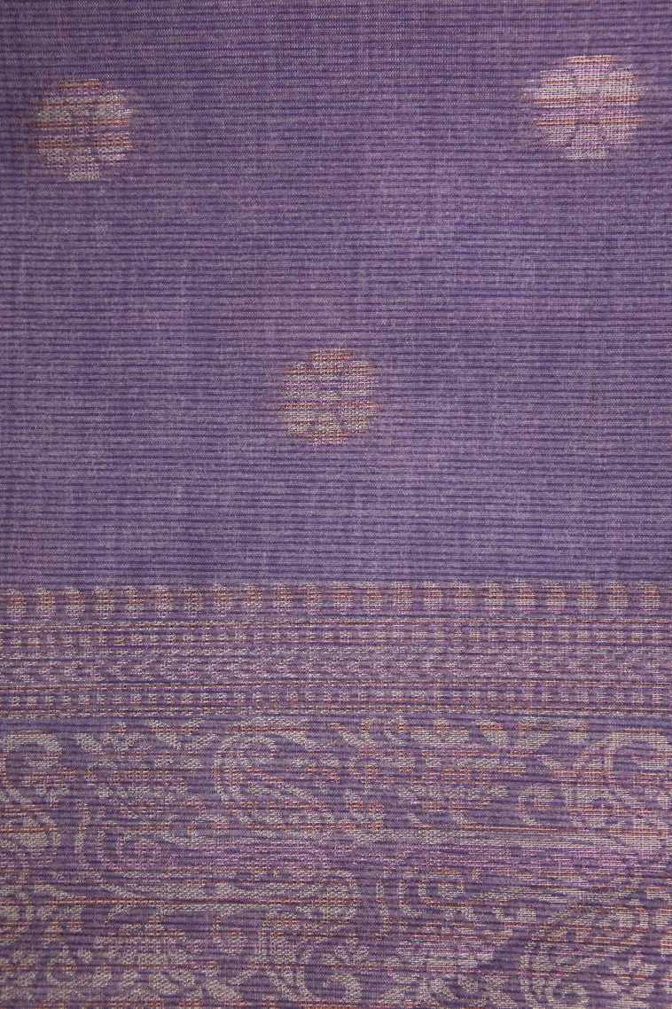 Periwinkle Purple Tussar Saree Without Zari With Jamandery Pattern view 3