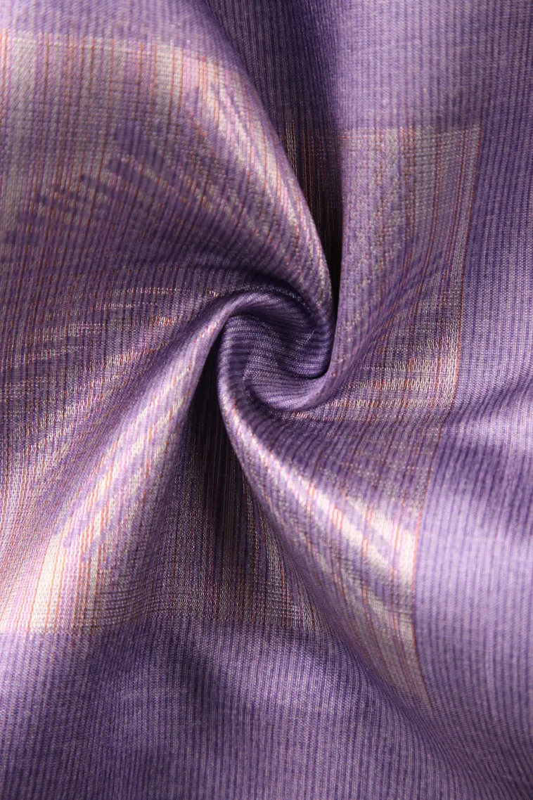 Periwinkle Purple Tussar Saree Without Zari With Jamandery Pattern view 4