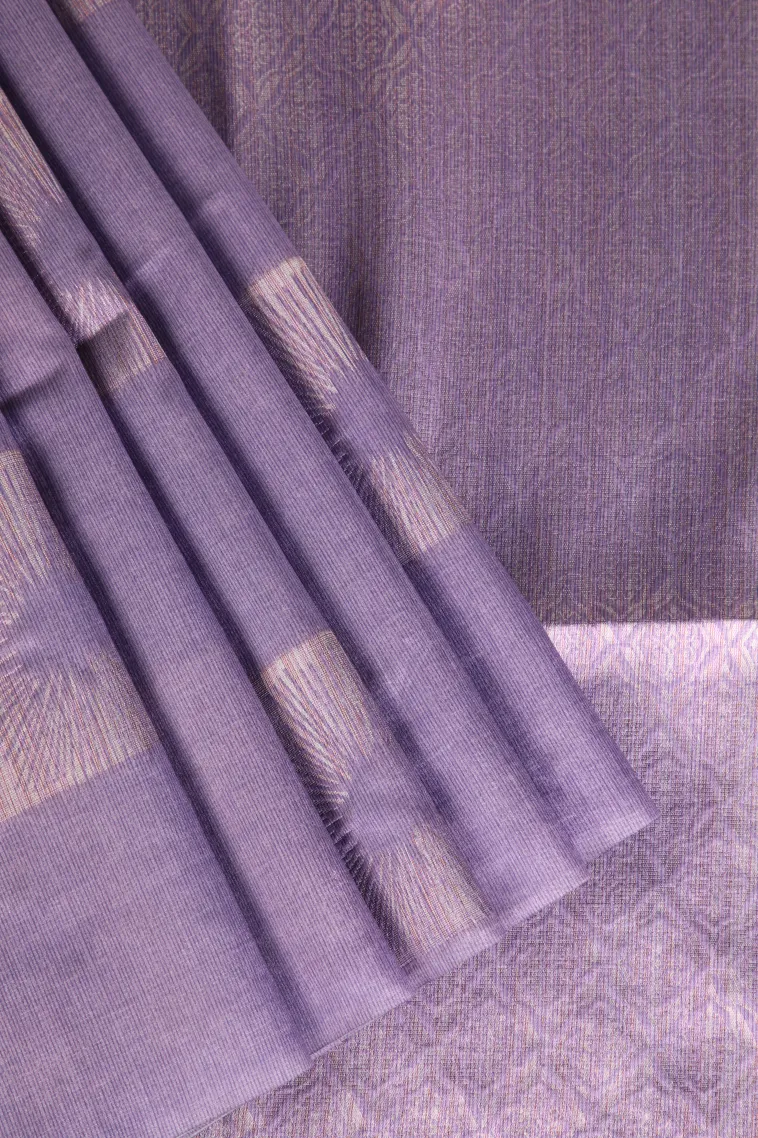 Periwinkle Purple Tussar Saree Without Zari With Jamandery Pattern view 1