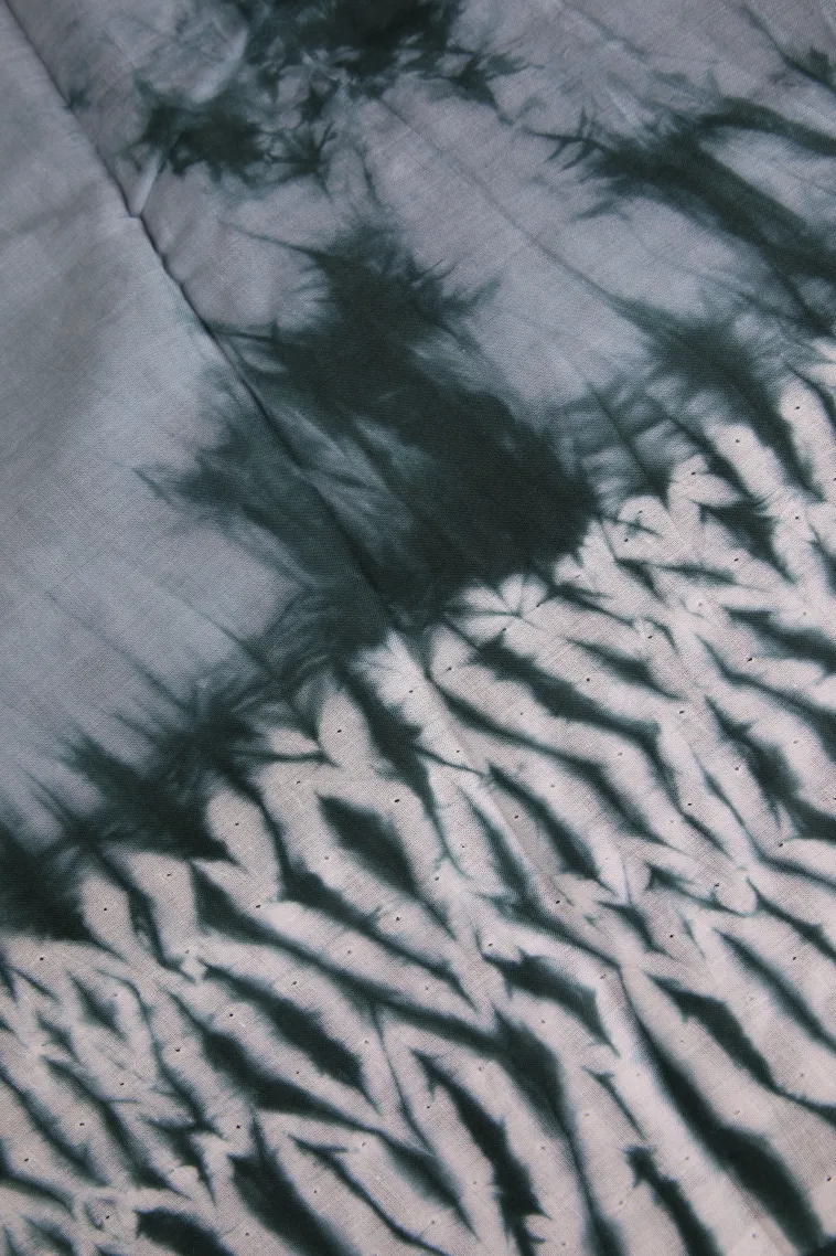 Stone Blue Mul Mul Cotton Without Zari With Pathik Motifs view 3