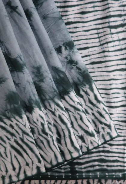 Stone Blue Mul Mul Cotton Without Zari With Pathik Motifs