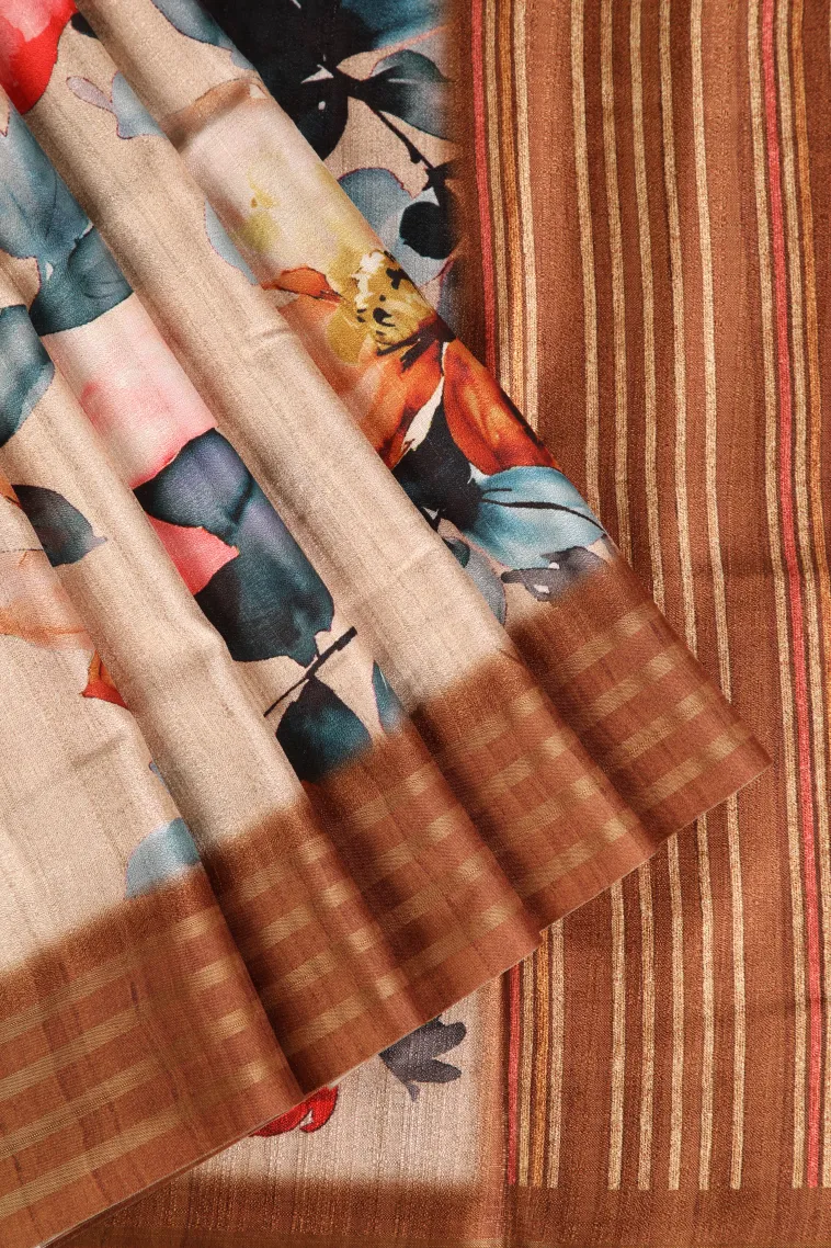 Sandollar Yellow Jute Sarees Without Zari With Floral Patterns