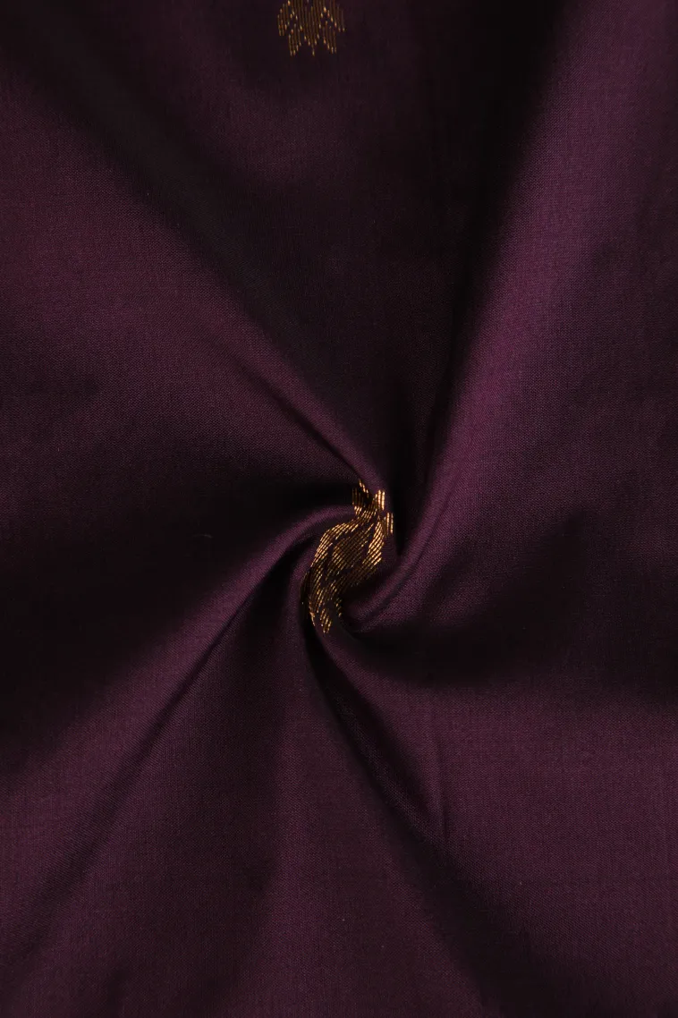 Grape Purple Soft Silk Saree with Gold Zari Buttis (small Dots Or Motifs) view 4