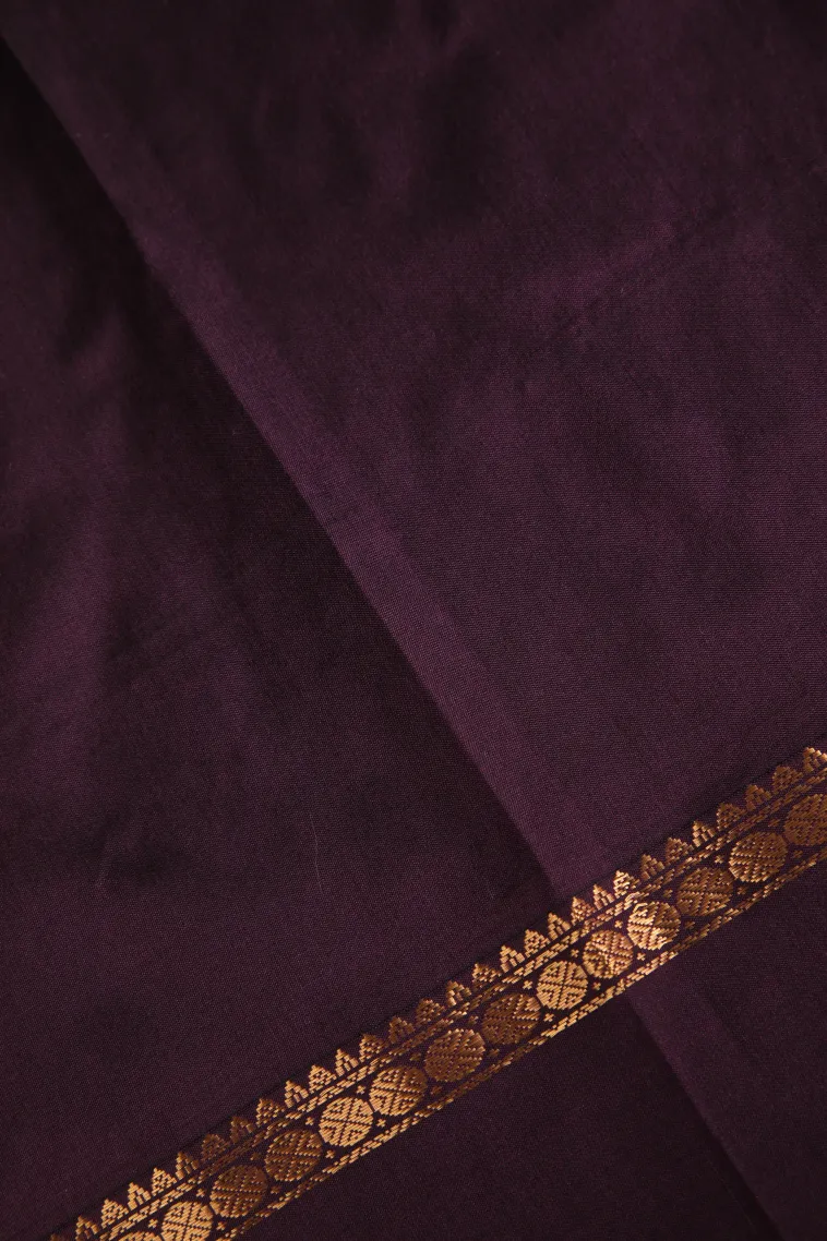 Grape Purple Soft Silk Saree with Gold Zari Buttis (small Dots Or Motifs) view 3
