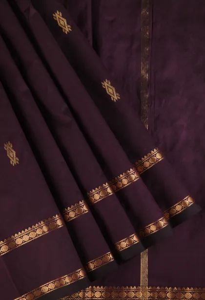 Grape Purple Soft Silk Saree with Gold Zari Buttis (small Dots Or Motifs)