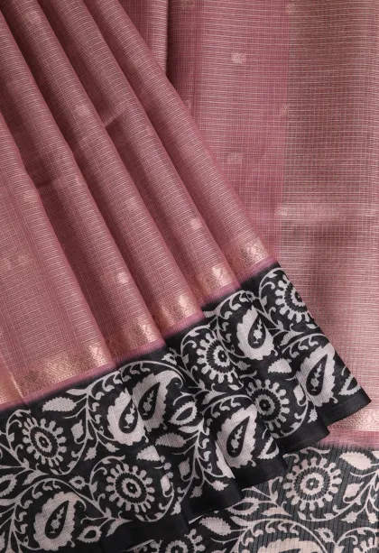Lemonade Pink Manipuri Cotton Sarees with Gold Zari Buttis (small Dots Or Motifs)