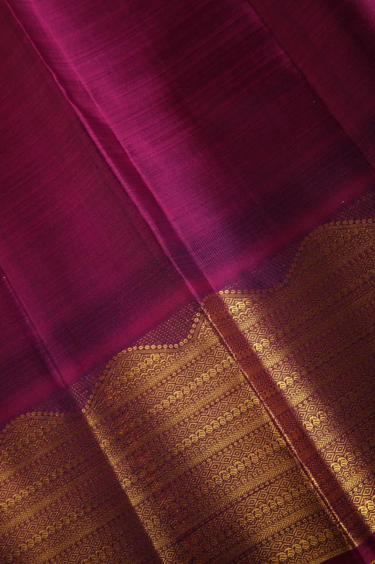 Indigo Blue Kanchipuram Silk Sarees with Gold Zari Mango Puttas view 3