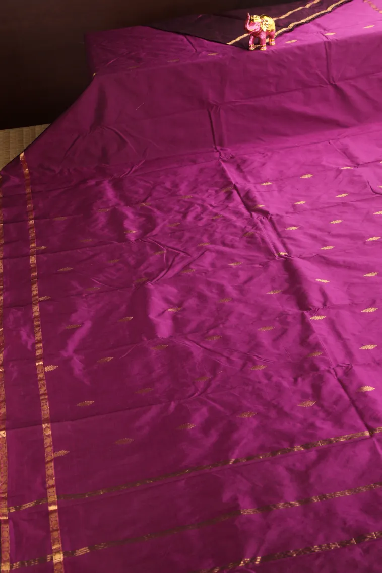 Magenta Purple Soft Silk Saree with Gold Zari Buttis (small Dots Or Motifs) view 2