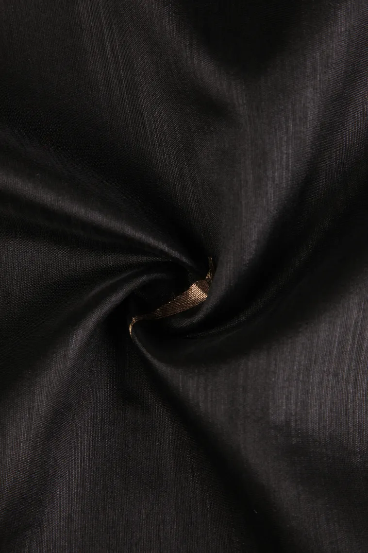 Asphalt Black Silk Cotton Sarees with Gold Zari Buttis (small Dots Or Motifs) view 4