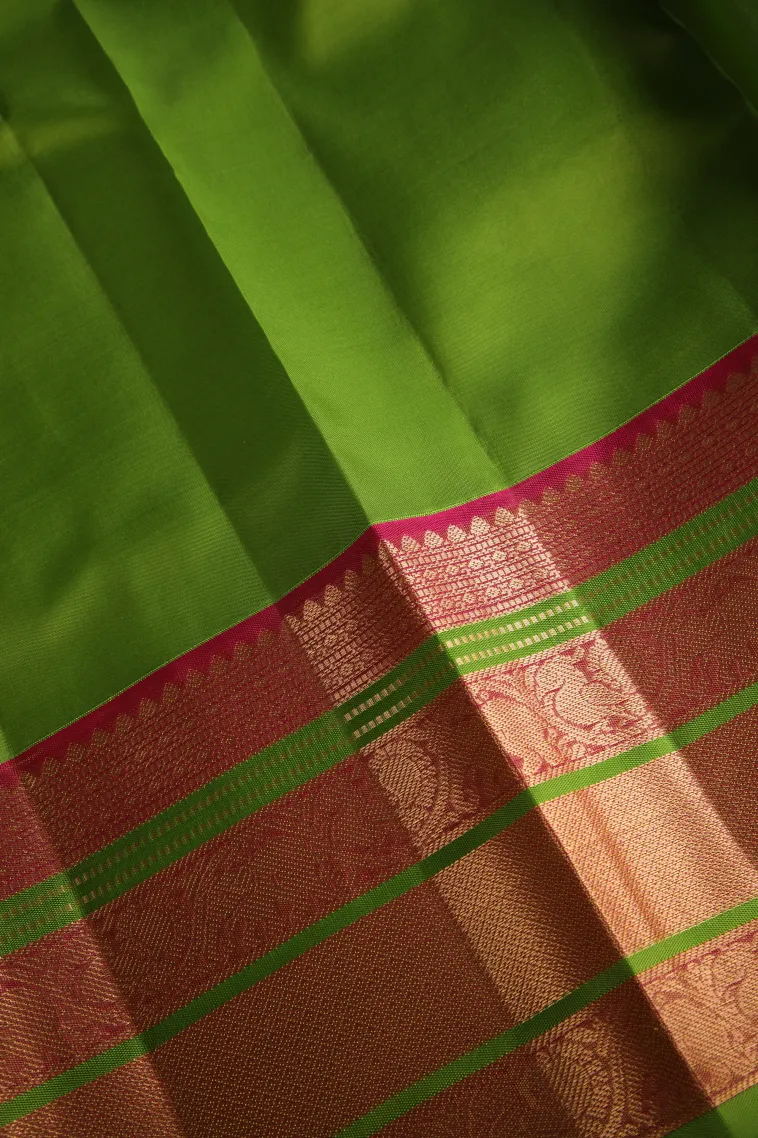 Viola Purple Soft Silk Saree with Gold Zari Peacock And Rudhractam view 3
