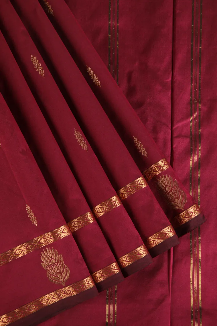 Magenta Purple Soft Silk Saree with Gold Zari Buttis (small Dots Or Motifs) view 1