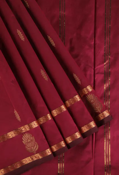 Magenta Purple Soft Silk Saree with Gold Zari Buttis (small Dots Or Motifs)