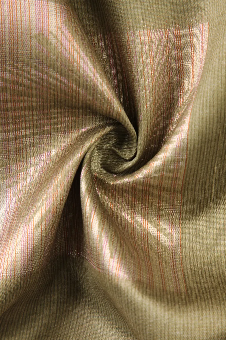 Sage Green Tussar Saree Without Zari With Jamandery Pattern view 4