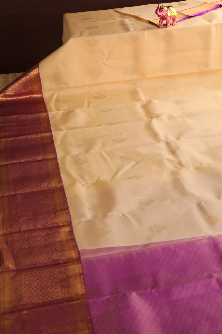 Cookie Yellow Soft Silk Saree with Gold Zari Buttis (small Dots Or Motifs) view 2