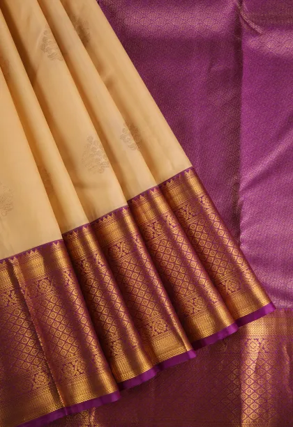 Cookie Yellow Soft Silk Saree with Gold Zari Buttis (small Dots Or Motifs)