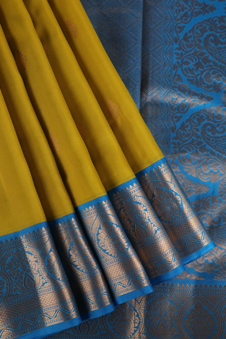 Lemon Yellow Soft Silk Saree with Gold Zari Buttis (small Dots Or Motifs)