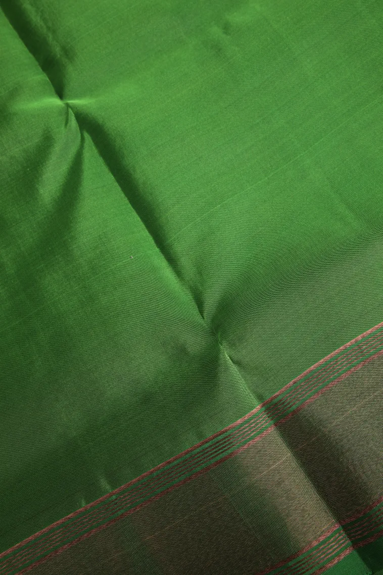 Peacock Blue Soft Silk Saree with Copper Zari Straipes And Puttas view 3