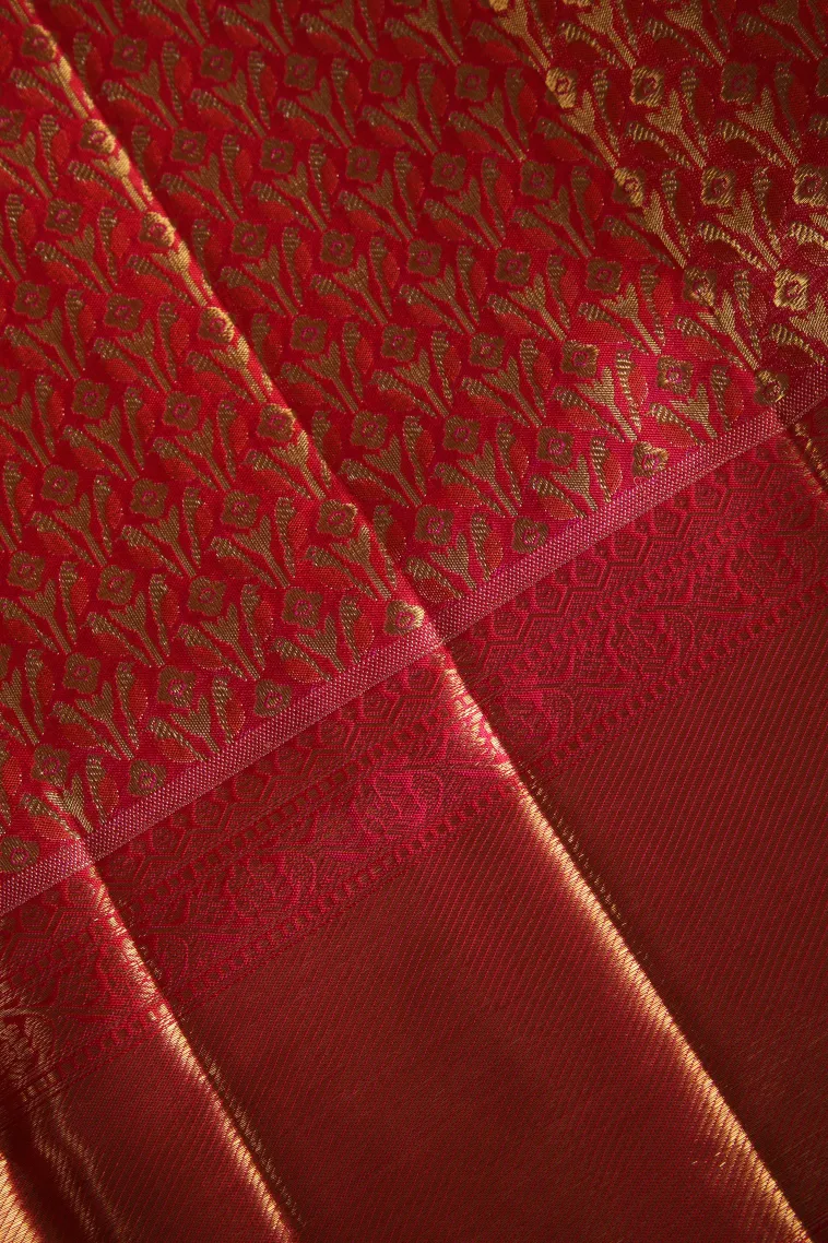 Teal Blue Kanchipuram Silk Sarees with Gold Zari Floral Patterns view 3