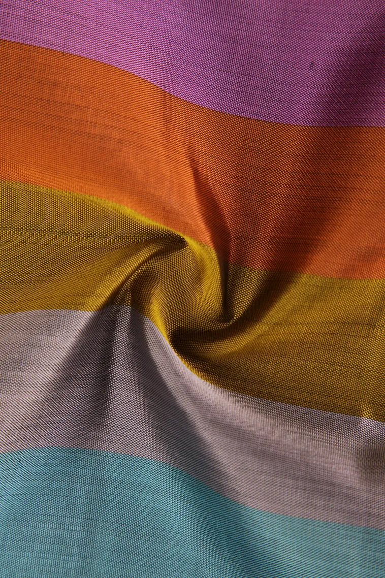Asphalt Black Kanchipuram Silk Sarees with Gold Zari Horizontal Model view 4