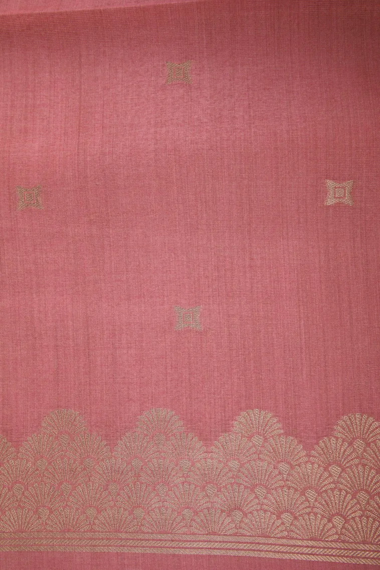 Lemonade Pink Tussar Saree with Antic Zari Flower Mottif view 3