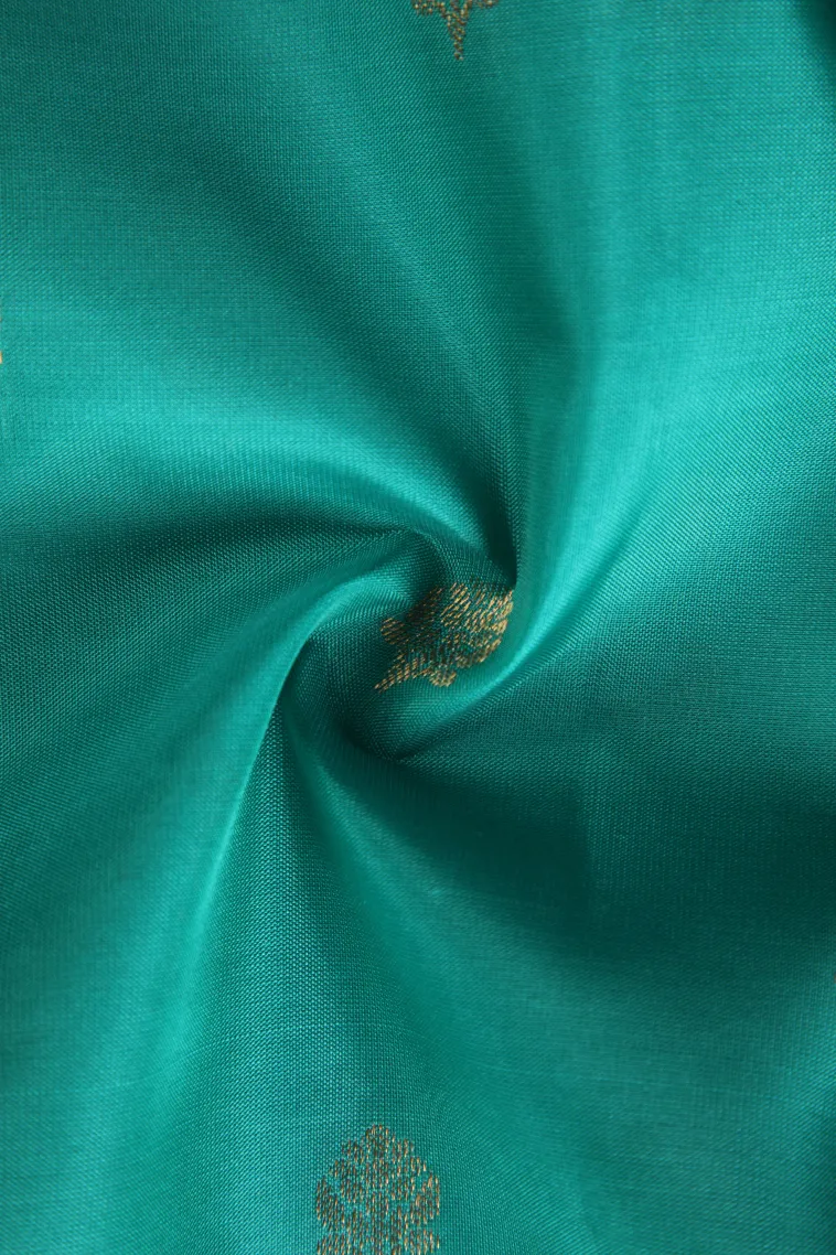 Sapphire Blue Soft Silk Saree with Gold Zari Buttis (small Dots Or Motifs) view 4