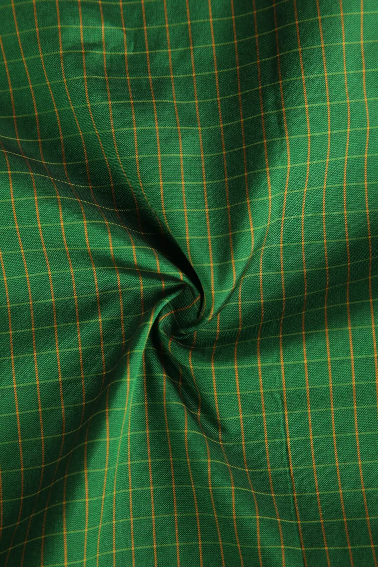 Basil Green Soft Silk Saree with Gold Zari Checks view 4