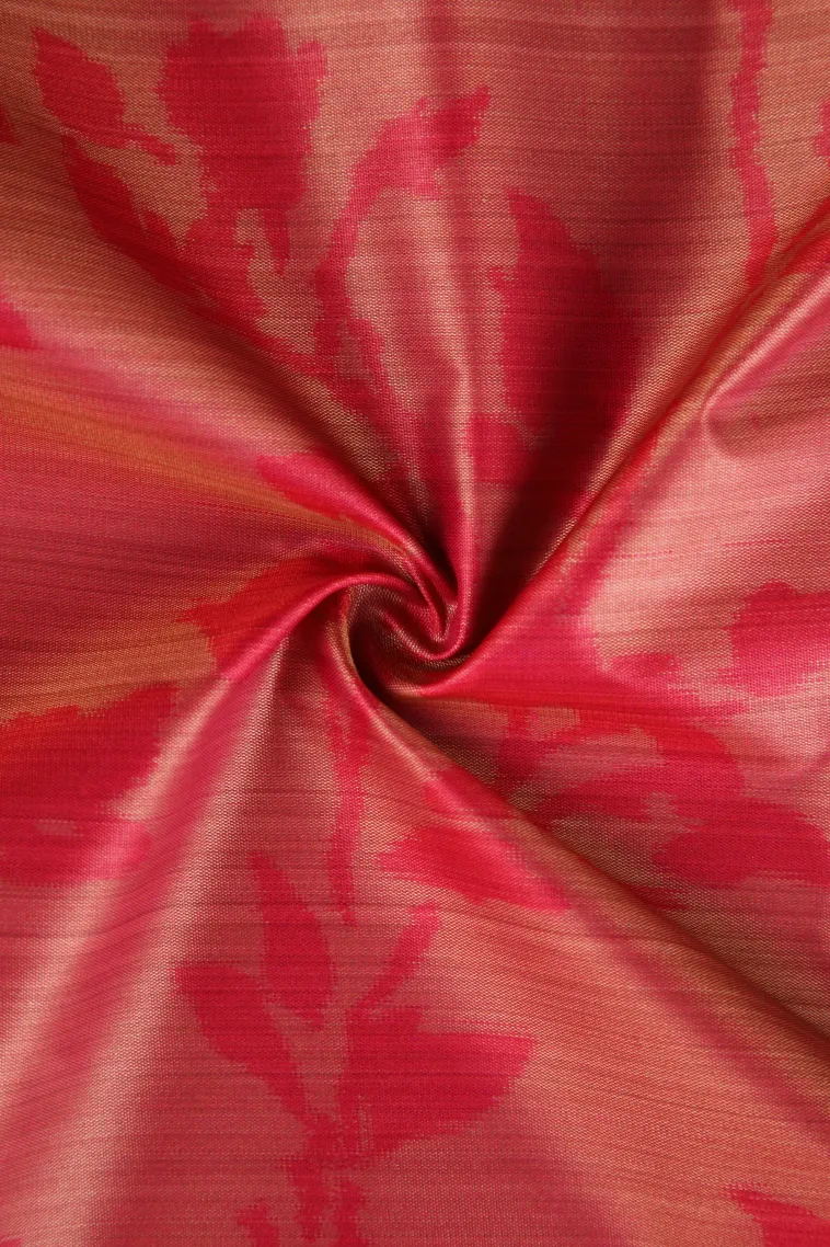 Blush Red Soft Silk Sarees with Bronze Zari Floral Patterns view 4