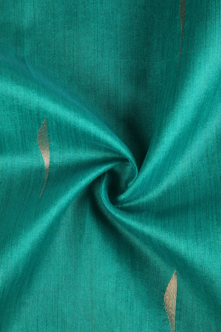 Teal Blue Silk Cotton Sarees with Gold Zari Buttis (small Dots Or Motifs) view 4