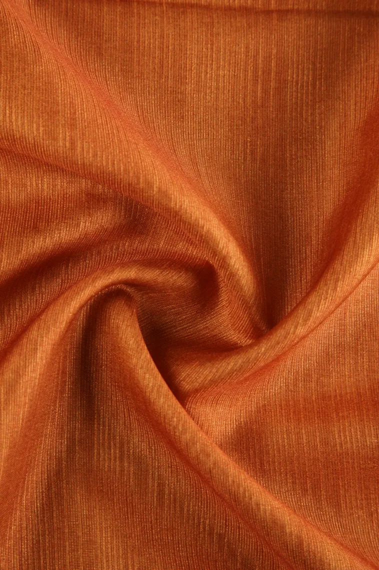 Apricot Orange Fancy Saree with Thread Zari Plain With Border view 4