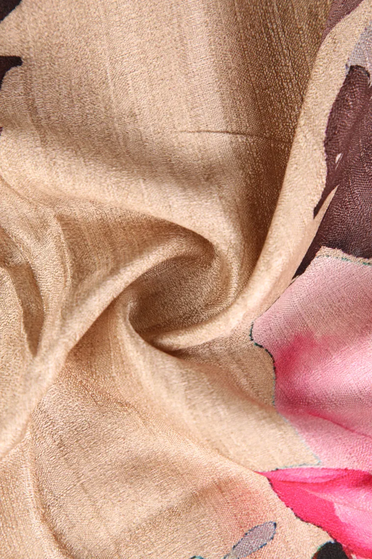 Sandollar Yellow Jute Sarees Without Zari With Floral Patterns view 4