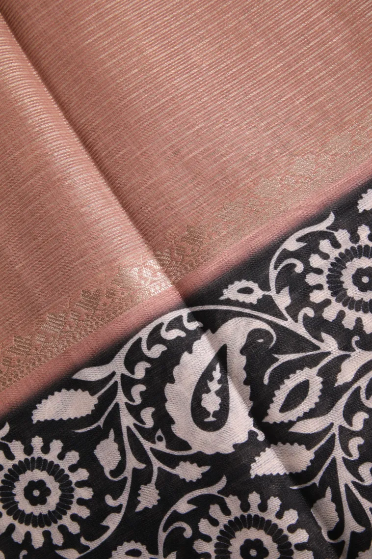Peach Pink Manipuri Cotton Sarees with Gold Zari Buttis (small Dots Or Motifs) view 3