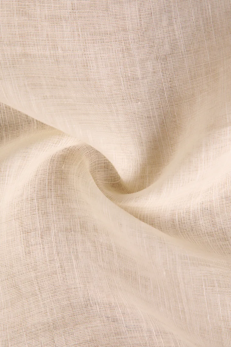Cream White Linen Saree Without Zari With Flower Mottif view 4