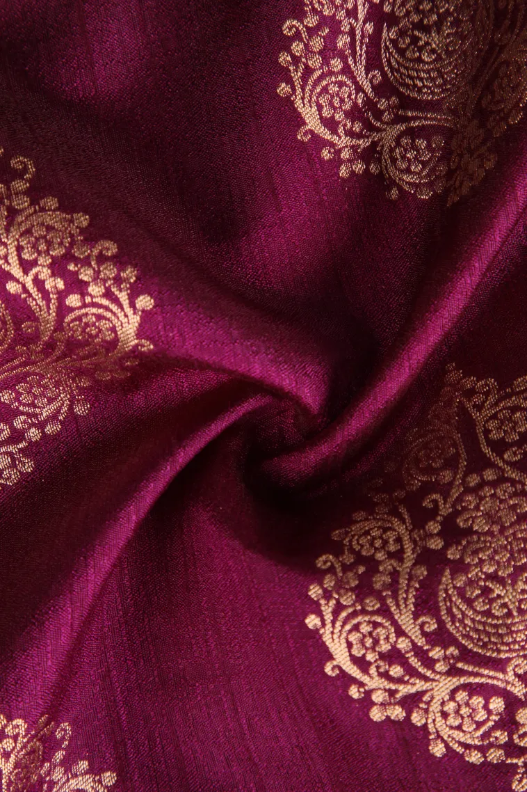 Magenta Purple Banaras Sarees with Gold Zari Puttas view 4
