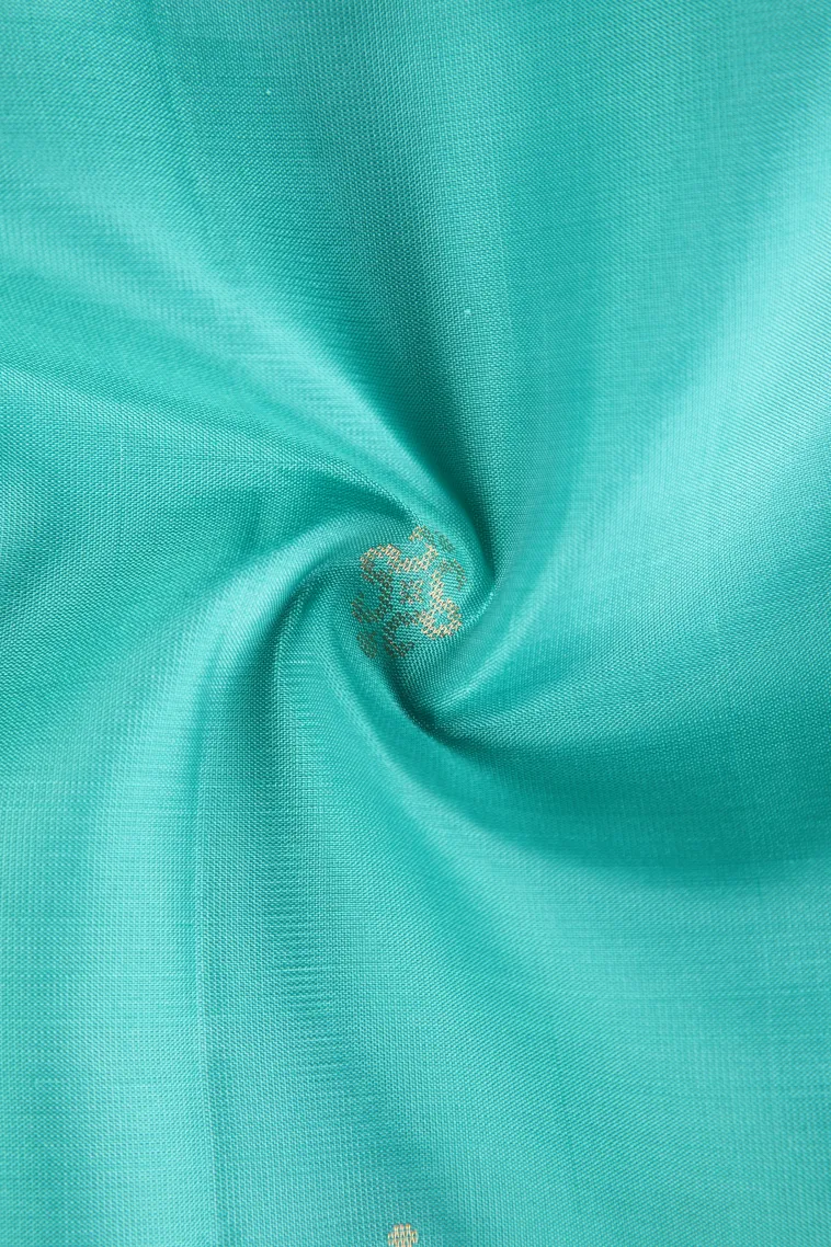 Sapphire Blue Soft Silk Saree with Gold Zari Buttis (small Dots Or Motifs) view 4