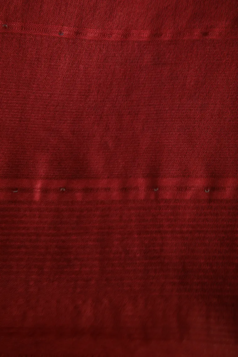 Apple Red Semi Tussar Silk with Thread Zari Checks And Puttas view 3