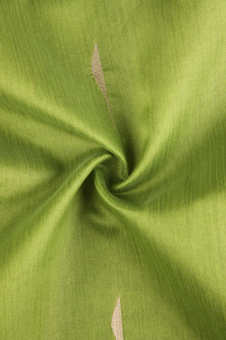 Olive Green Silk Cotton Sarees with Gold Zari Buttis (small Dots Or Motifs) view 4