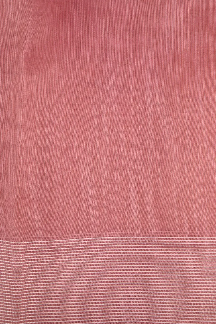 Rose Pink Manipuri Cotton Sarees Without Zari With Tree Mottif view 3