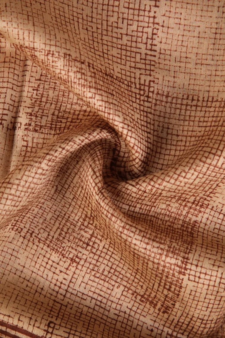 Cookie Yellow Chanderi Cotton Sarees with Copper Zari Geometric Shapes view 4