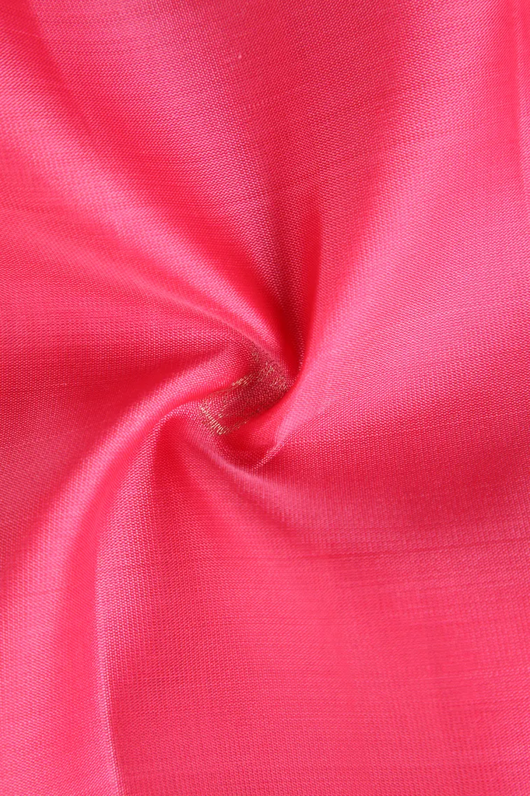 Punch Pink Soft Silk Saree with Gold Zari Mango Puttas view 4