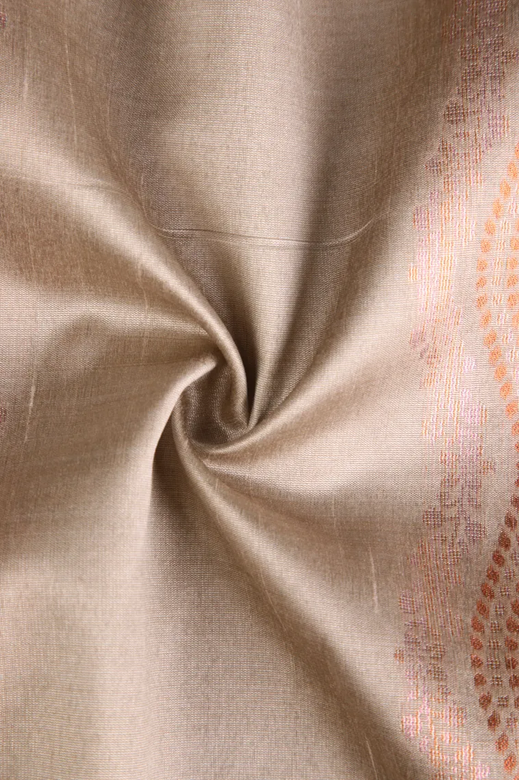 Salt White Tussar Saree with Antic Zari Kodi Pattern view 4