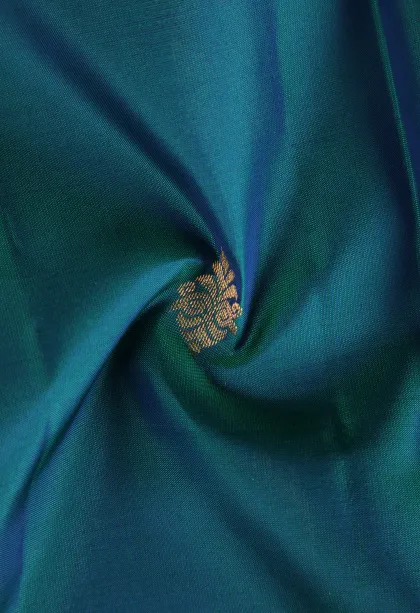 Ocean Blue Soft Silk Saree with Gold Zari Buttis (small Dots Or Motifs)