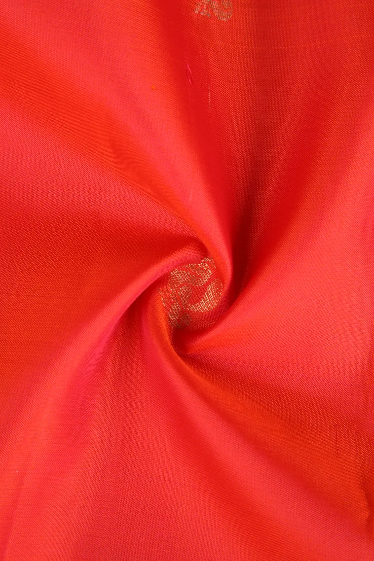 Rose Red Soft Silk Saree with Gold Zari Peacock Motifs view 4