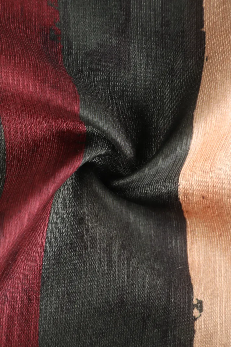 Bottle Green Semi Tussar Silk Without Zari With Stripes view 4