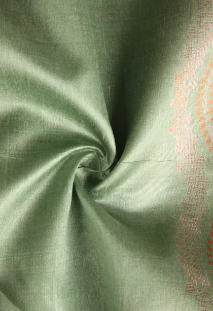 Pistachio Green Tussar Saree with Antic Zari Kodi Pattern