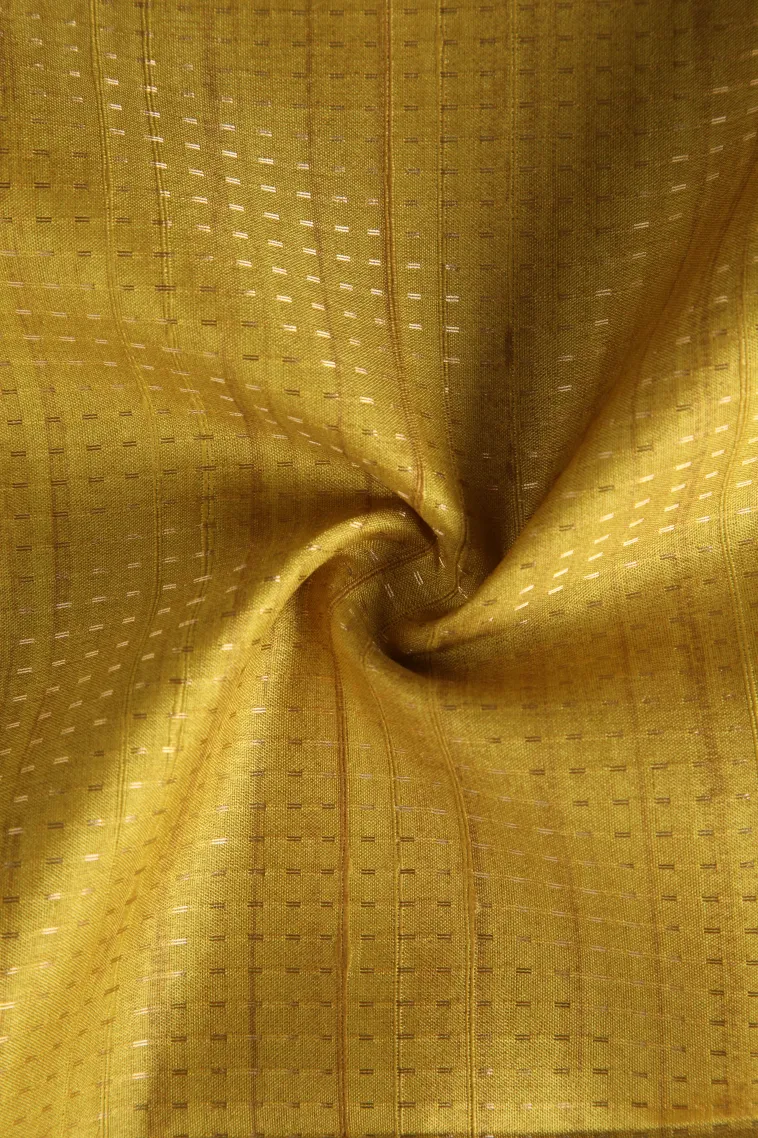 Lemon Yellow Tussar Saree with Gold Zari Stripes view 4