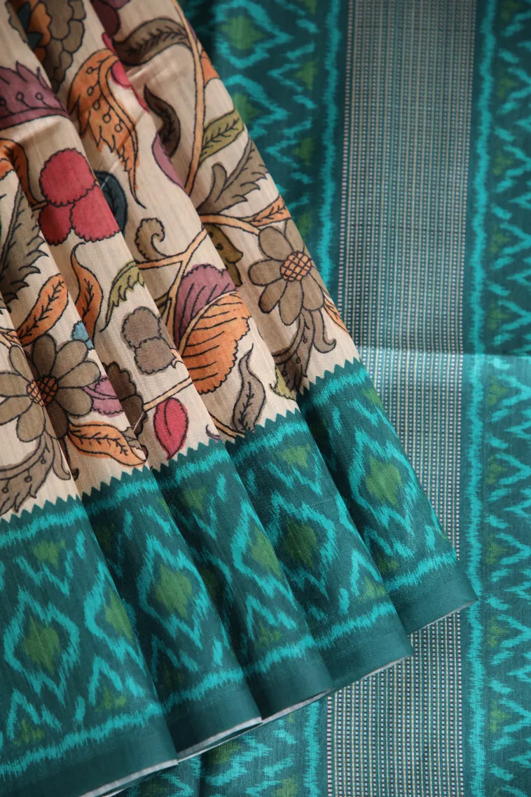 Peanut Brown Fancy Saree with Thread Zari Floral Puttas