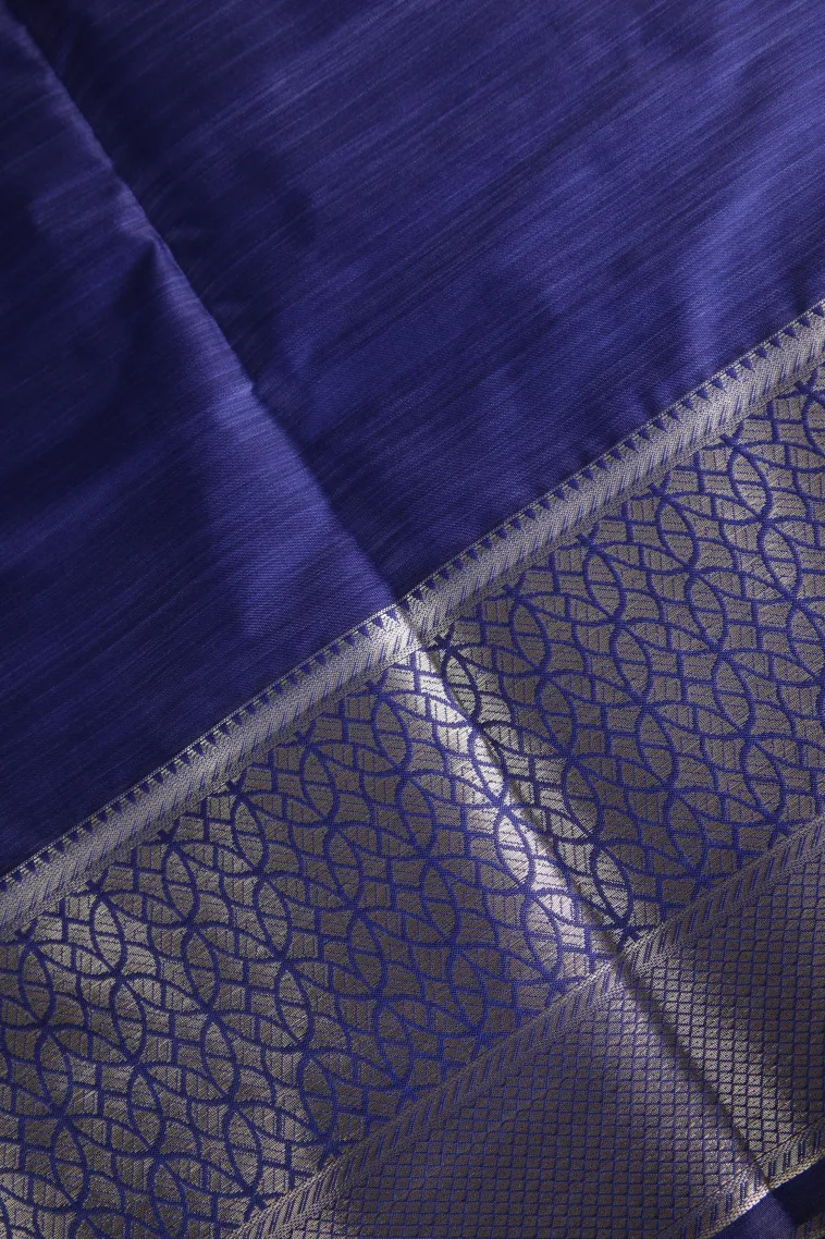 Azure Blue Soft Silk Sarees with Bronze Zari Geometric Shapes view 3