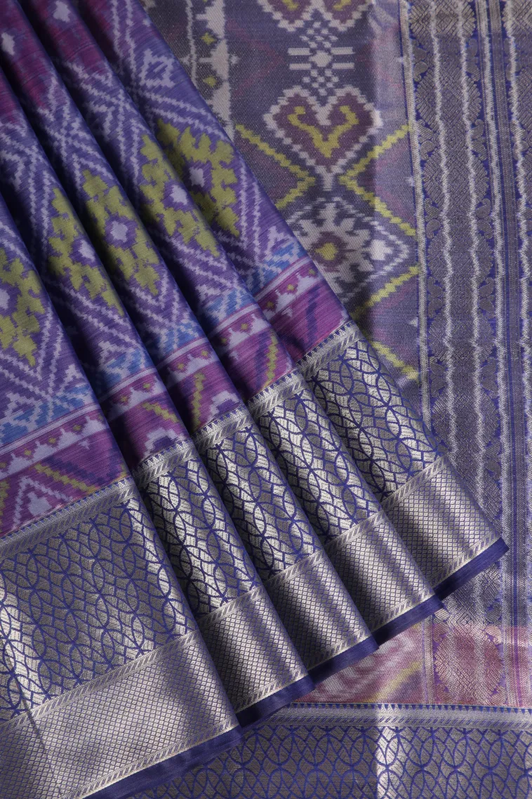 Azure Blue Soft Silk Sarees with Bronze Zari Geometric Shapes