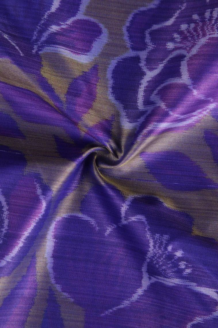 Sage Green Soft Silk Sarees with Bronze Zari Floral Patterns view 4